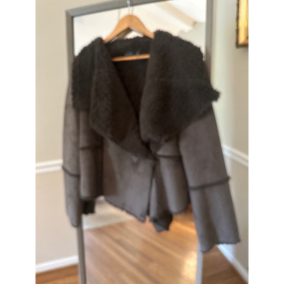 Women's Dolce Cabo Brown Faux Suede Jacket Size L - Picture 1 of 5